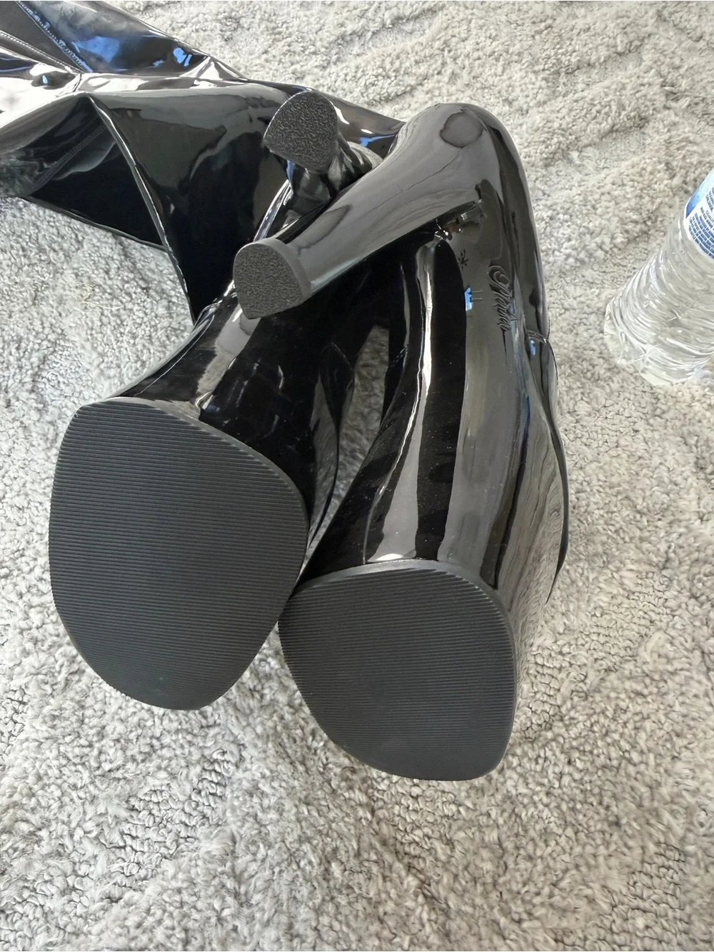 Pleaser Black Patent Over-the-Knee Platform Boots Size 11